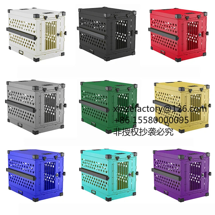 Customizable Kennel Crate Quality Assurance Aluminum Heavy-duty Folding Pet Cage Stackable Commercial Dog