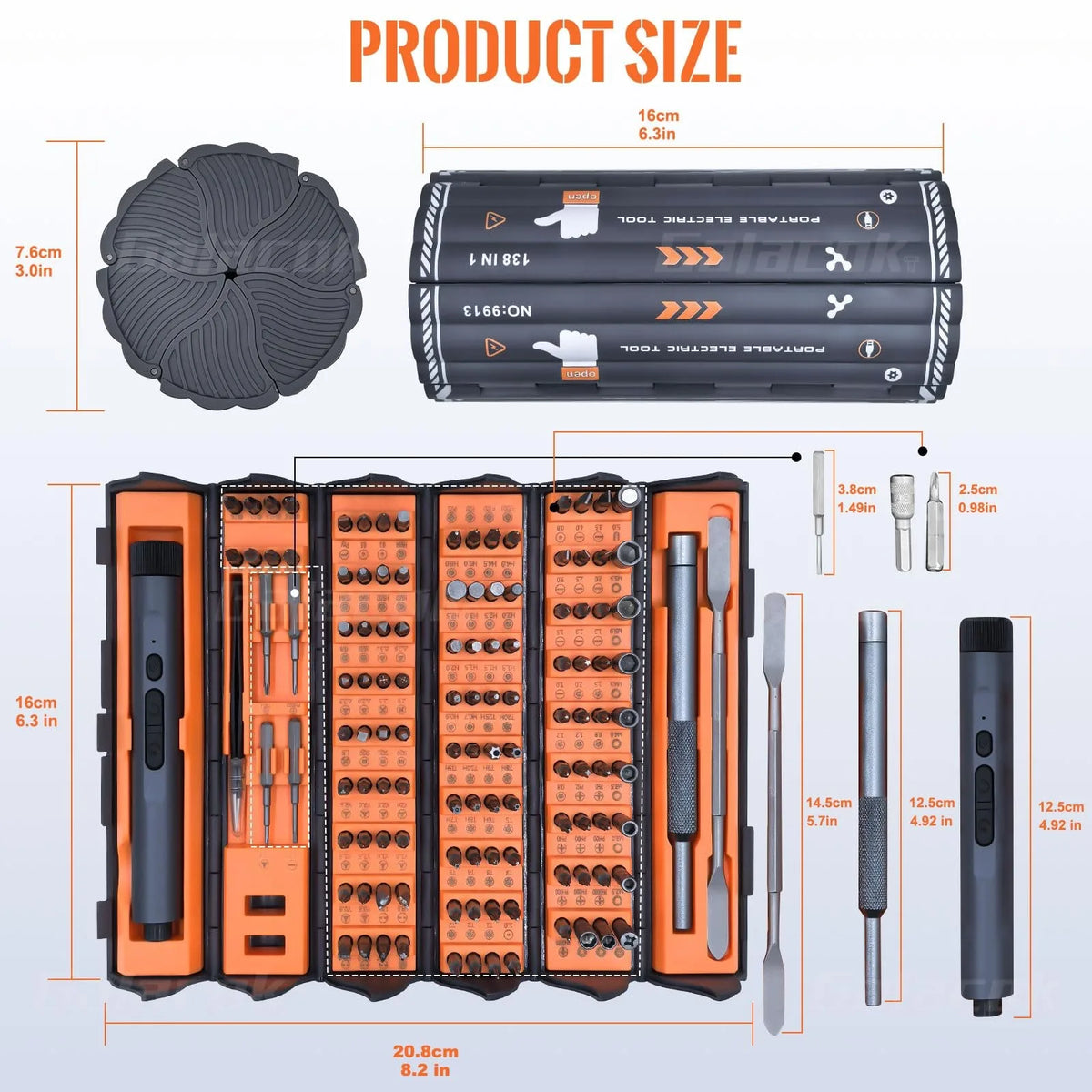 138 in 1 Electric Precision Screwdriver Set Mini Repair Tool Kit with 122 Magnetic Phillips Torx Bits for iPhone Watch Camera PC