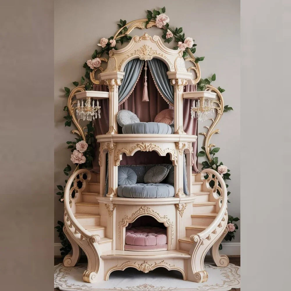 AA High-end solid wood cat climbing frame cat nest cage kitten villa luxury cat house warmth