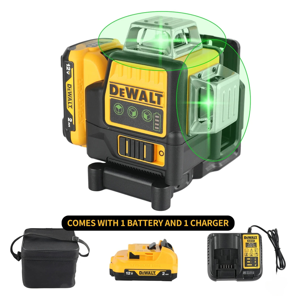 2026 DEWALT DW089LG 12 Lines Laser Level 360 Self-Leveling Laser Level Horizontal and Vertical 12V Battery Tool Cross Line