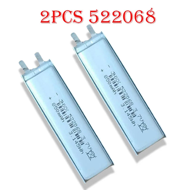 New Original 522068 3.7V 850mAh Rechargeable Polymer Lithium Battery Electronic Products Small Fan Digital LED Light MP3 MP4
