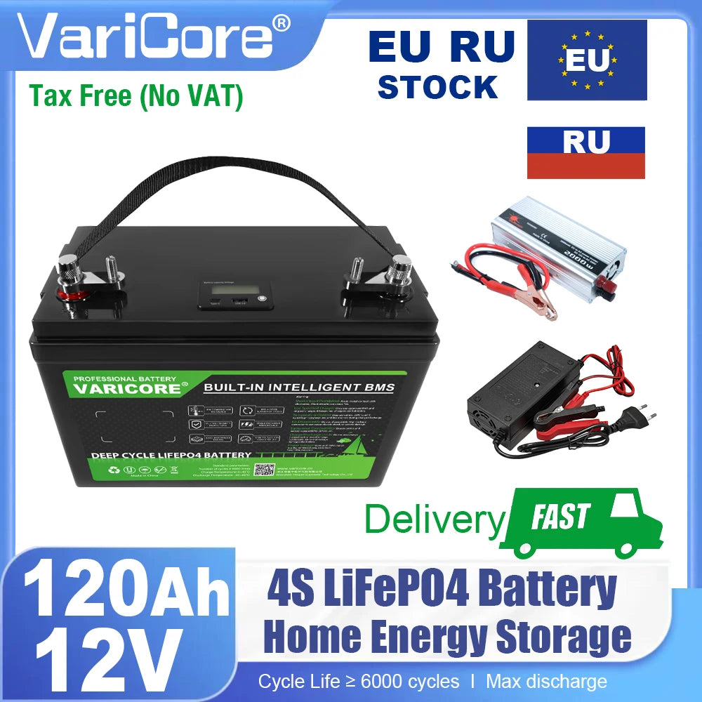 12V/12.8v 120ah 180ah LiFePO4 Battery Outdoors Touring Car Multifunctional USB Type-C Output for Golf Cart Boat 14.6v Charger