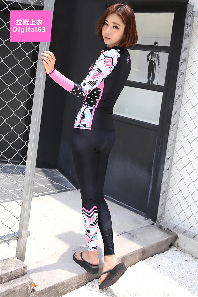 Korean diving suit women's split body sun protection long sleeved swimsuit snorkeling suit surfing suit 2-piece set