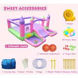 Inflatable Bounce House 15 ft x 14.7 ft with Blower for Aged 3-12 Blue Jumping Castle with Slide 2 Ball Pits 2 Basketballs 2 Ri