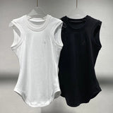 2025 Spring/Summer New Design Solid Color Round-neck Sleeveless T-Shirt Blouse - Slim Fit Women's Style