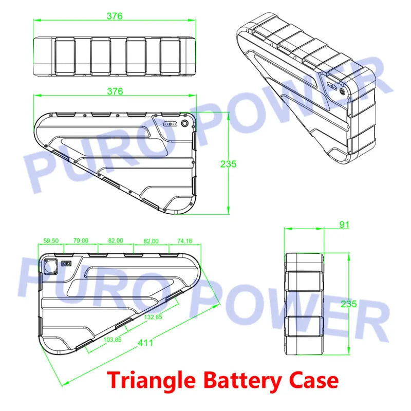 Triangular Battery Box Fits 85pcs 21700 Cells Triangle Case 36V 48V 52V 60V 72V Pre Cut Nickel Strip for DIY EBike Battery Pack