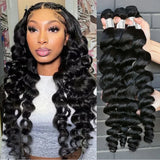 Raw Peruvian Human Hair Bundles Loose Wave 3 4 Bundle 28 30 Inch Virgin Remy Hair Extensions For Women Sew In Quick Weave Bundle