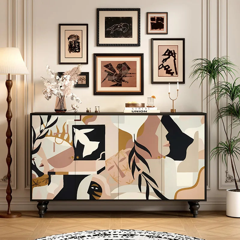 -*French side cabinet solid wood entrance entrance shoe cabinet integrated living room wall storage table