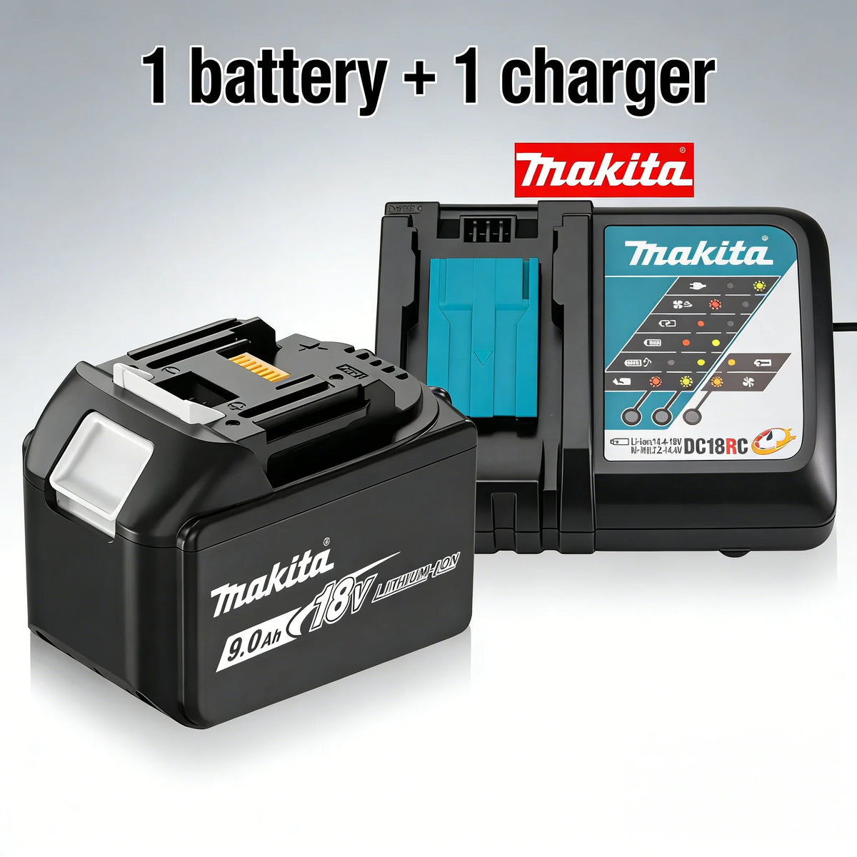 Original Makita 18V 9.0Ah Battery + DC18RC Fast Charger Kit, Replacement for BL1890B BL1860B LXT Power Tools.