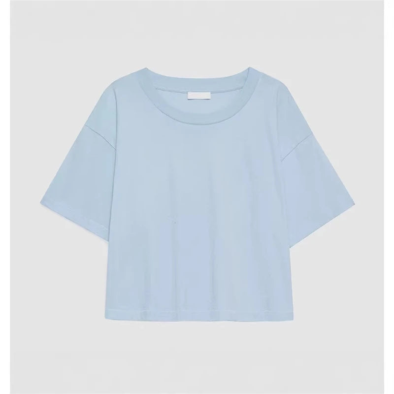 New North American Style Women's T Shirt Basic Solid Cool Casual Logo Embroidered Tees O Neck Short Sleeve T-shirt Women Tops