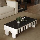Stone Plate Coffee Table Living Room Large and Small Apartment Type Red Oak Wood Grain Coffee Table Light Luxury Modern