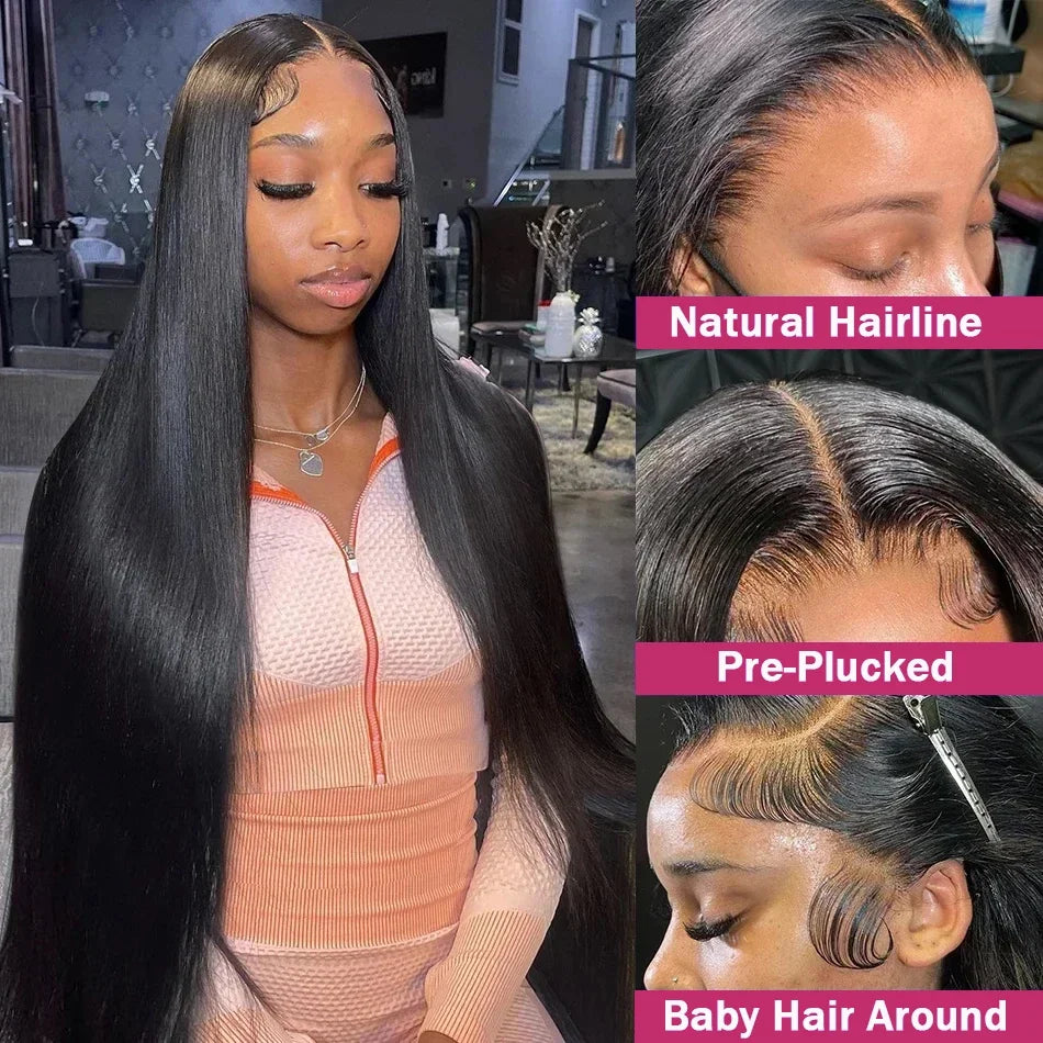 HD Transparent 13x4/13x6 Straight Lace Front Wig 7x6 Glueless Wig Brazilian 360 Human Hair Lace Frontal Wigs For Black Women