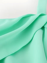 Off Shoulder Asymmetrical Neck Patchwork Mermaid Dress with Tiered Mesh Package Hip Sexy Evening Party Knee-Length Dress