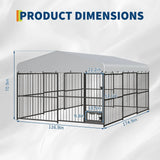 10x15/10x20 FT Heavy Duty Large Outdoor Dog Kennel Metal Pet Enclosure With Waterproof Cover & Feeding Door Backyard Pet Plaype