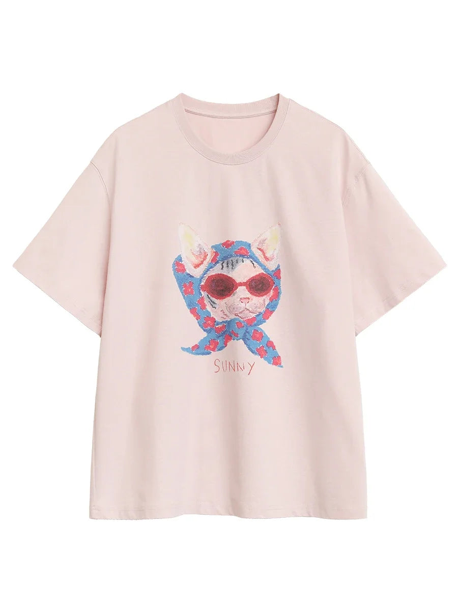 CHIC VEN Fashion Women T-Shirts Cool Sunscreen Printed Short Sleeve Tees Antibacterial Quick Drying Top for Girl Summer 2025