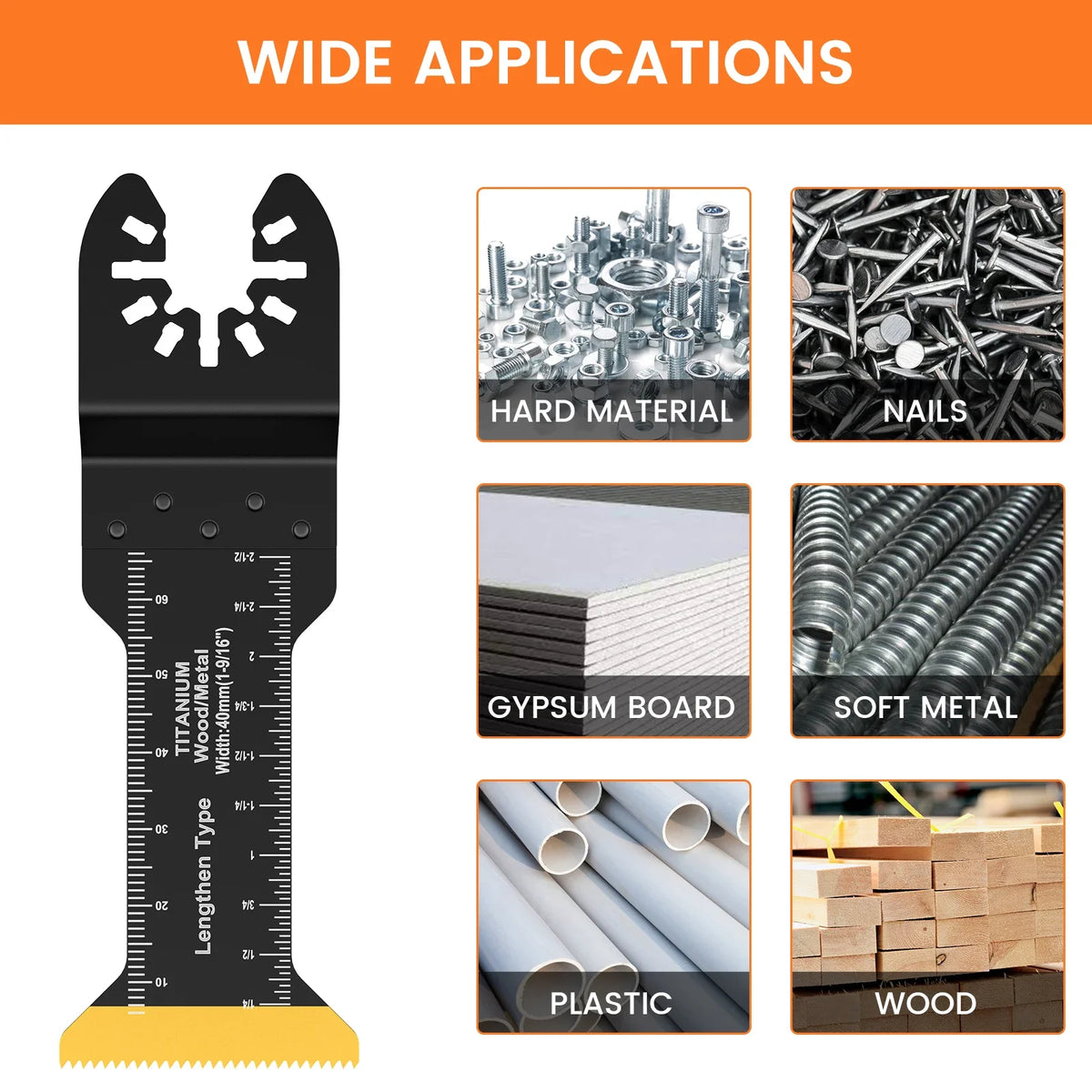 20 Pcs Oscillating Saw Blades Bi-metal Titanium Coated Multitool Blades Sharp Fast Cutting Tool Saw Blade for Wood Plastic Metal