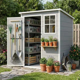 Weather-Resistant Outdoor Storage Shed with Floor, Window, Ventilation, and Lockable Door for Garden, Yard, and Poolside Use