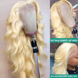 613 Human Hair Wig 13X6 Body Wave Blonde Hd Lace Frontal Wig Preplucked 13X4 Transparent Lace Front Wigs For Women 30 38 Inch