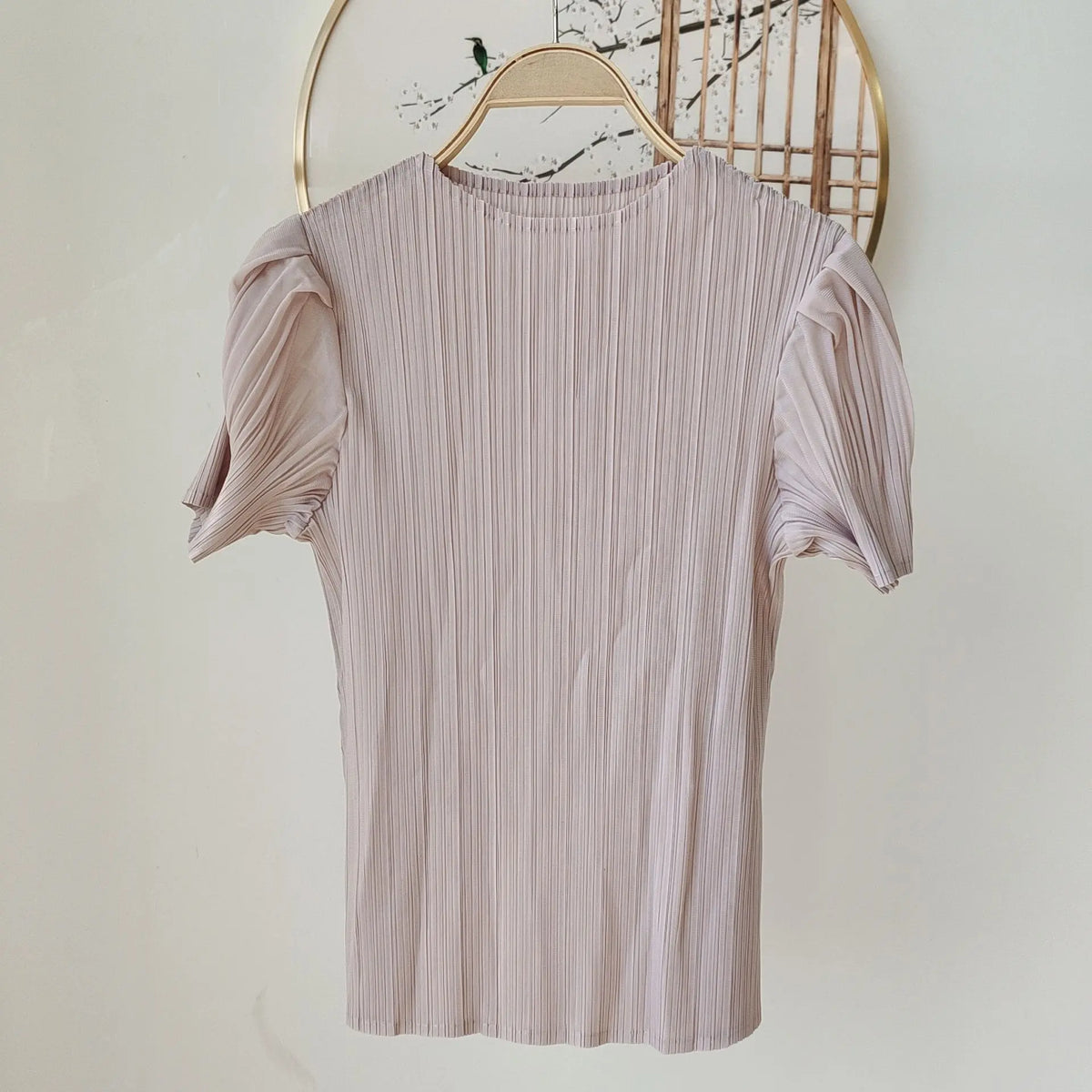 Summer New Pleated Fashion Simple Casual Style Thin T-shirt Temperament Commuting Formal Occasions Commuter Tops