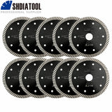 SHDIATOOL 10pcs Super-Thin Diamond Turbo Blades Cutting Ceramic Tile Granite Disc Saw Blade Cutter Marble Diameter 4" 4.5" 5"