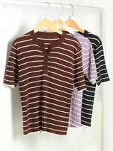 SuyaDream, Women Strips T Shirt, Round Neck, Short Sleeves Chic Shirt, 70%Silk 30%Cotton, 2025 Spring Summer Cozy Top