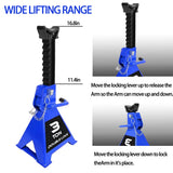 1 Pair 3 Ton Jack Stands Double Safety Pin 6000 lbs Capacity, Adjustable Height for Lifting SUV Pickup Truck Car