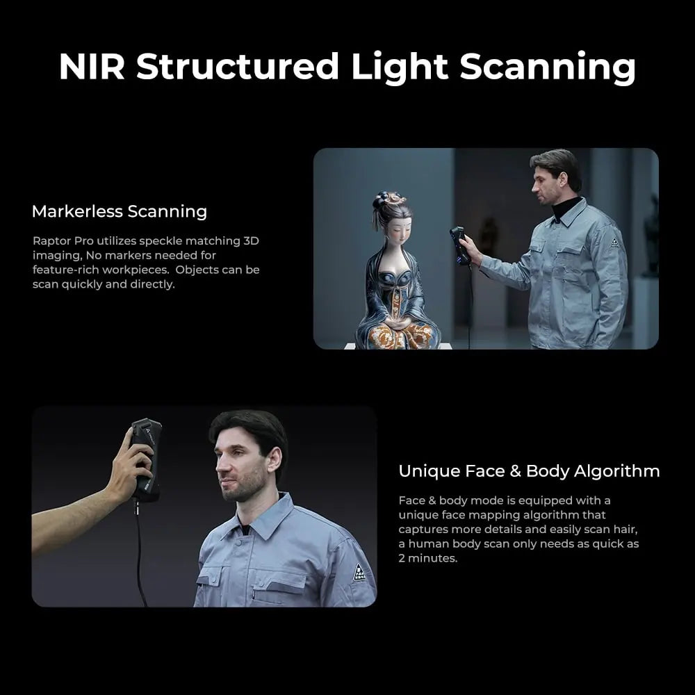 Creality Raptor Pro 3D Scanner 22+7 Blue Laser Line / NIR Light 0.02mm Accuracy 60FPS Anti-Shake Tracking 24Bit Color Scanning