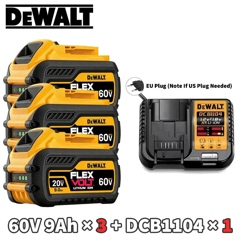 100% Original Dewalt 20V Battery 2AH 9AH Li-Ion Replacement Battery Charger Combo DCB202 DCB609 DCB209 DCB206 Power Tool Battery
