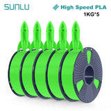 SUNLU High-speed PLA 3D Printer Filament 5KG 1KG A Roll 1.75MM Tolerances +/-0.02MM Filament Fast Shipping From EU / US