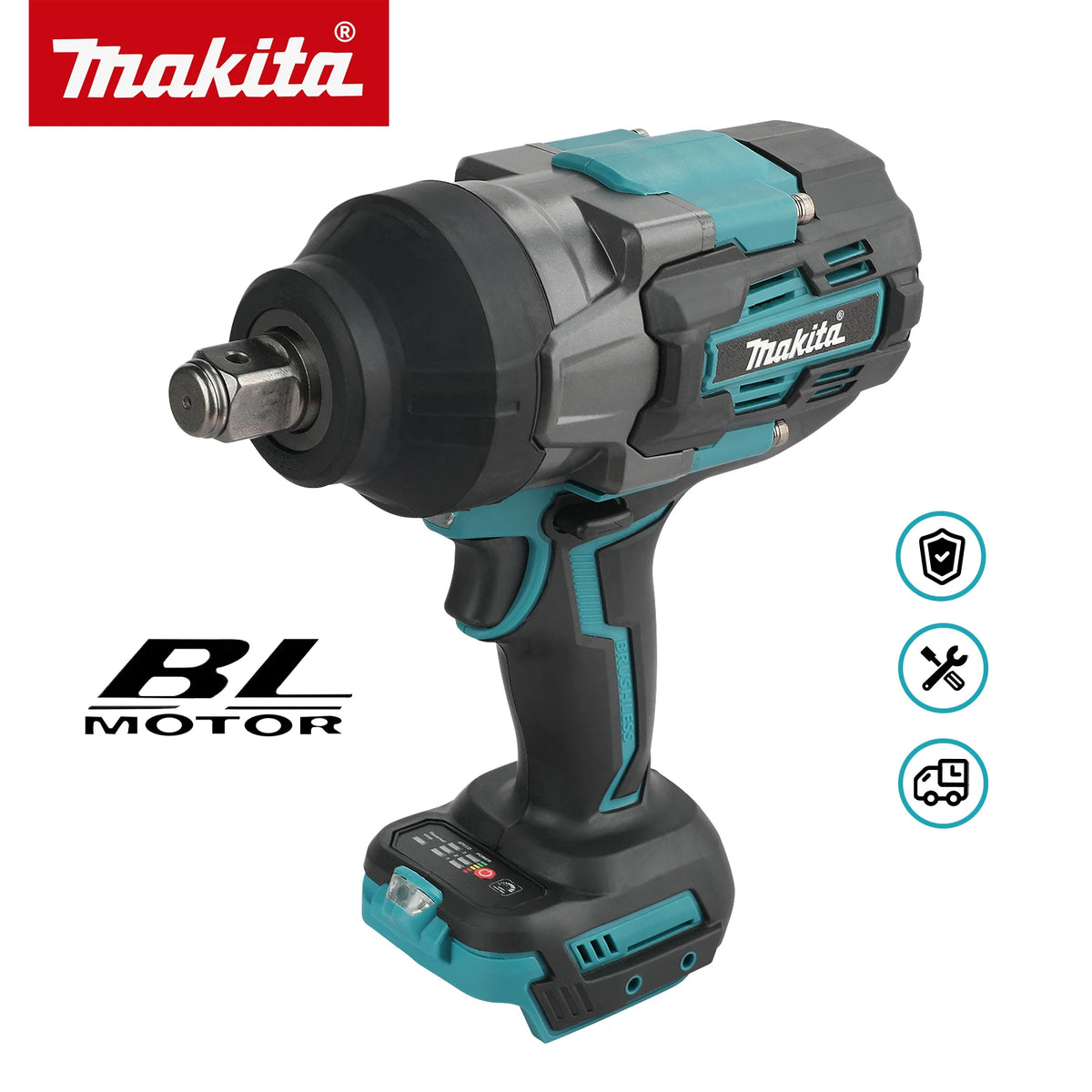 Makita Style 18V Brushless Impact Wrench 1300N.m Torque Stepless Speed Control Electric Wrench for Heavy Duty Maintenance