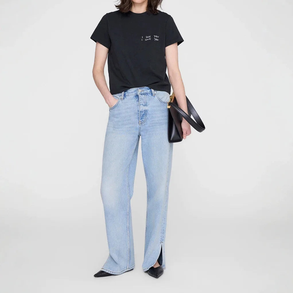 Summer niche letter embroidery cotton round neck European and American style women's short-sleeved T-shirt in North America