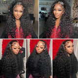 40 Inch Curly Lace Front Wig Water Wave 13X6 Hd Lace Frontal Wig Deep Wave Human Hair Wig 250 Density Preplucked Brazilian Hair