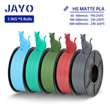 JAYO PLA Classic 3D Filament 1.75mm High Speed Matte PLA 3D Printer Filament Neatly Wound 3D Printing Materials 5Rolls/set