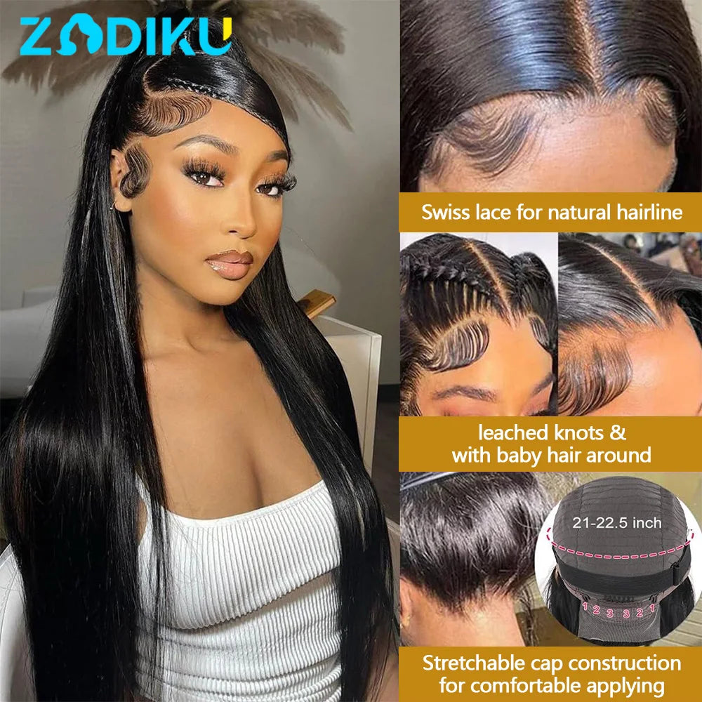 13x6 Ear To Ear HD Transparent Lace Front Wig 12-30inch Silky Straight