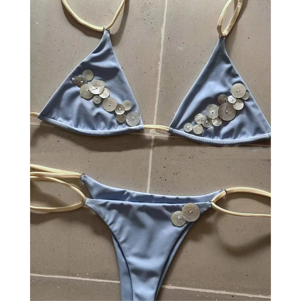 Micro Bikini Women Swimsuits 2026 Sexy Swimwear Push Up Brazilian Bikini Set Solid Halter Biquini Patchwork Beachwear Female