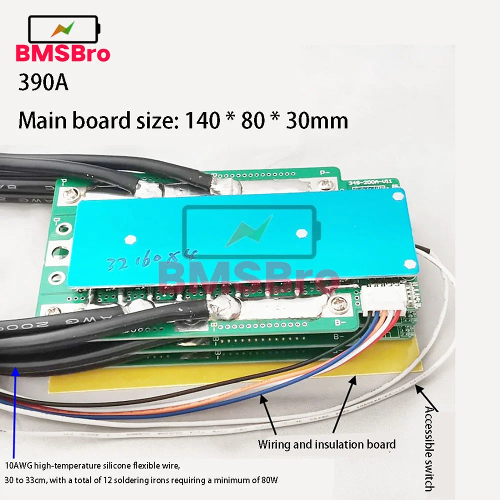4S 12.8V 390A 300A 260A 200A 130A 100A BMS LFP Lifepo4 Lithium Battery Cells Charging Protection Board Car Start RV Inverter