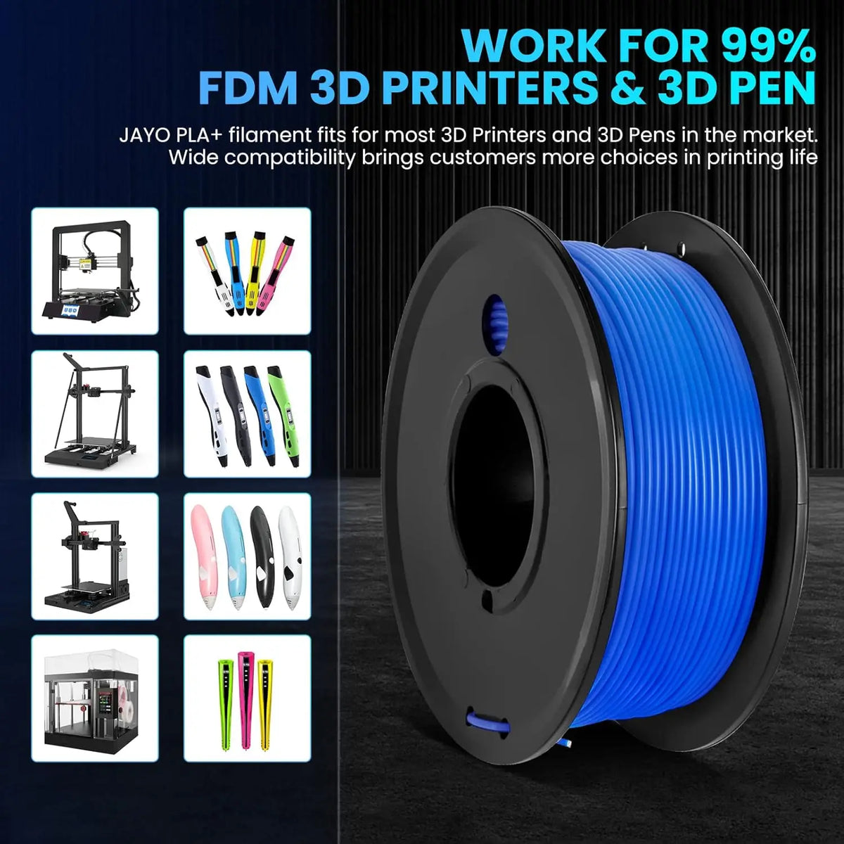 JAYO 3D PETG/PLA/PLA PLUS Filament 1.75mm PLA Filament 5 Rolls For Bambu FDM 3D Printer Neatly Wound 3D Printing Material for 3d