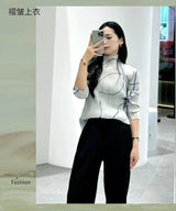 Miyake Pleated Classic High Quality Top Line Print Designer Half Turtle Neck Long Sleeve Pleated T-Shirt