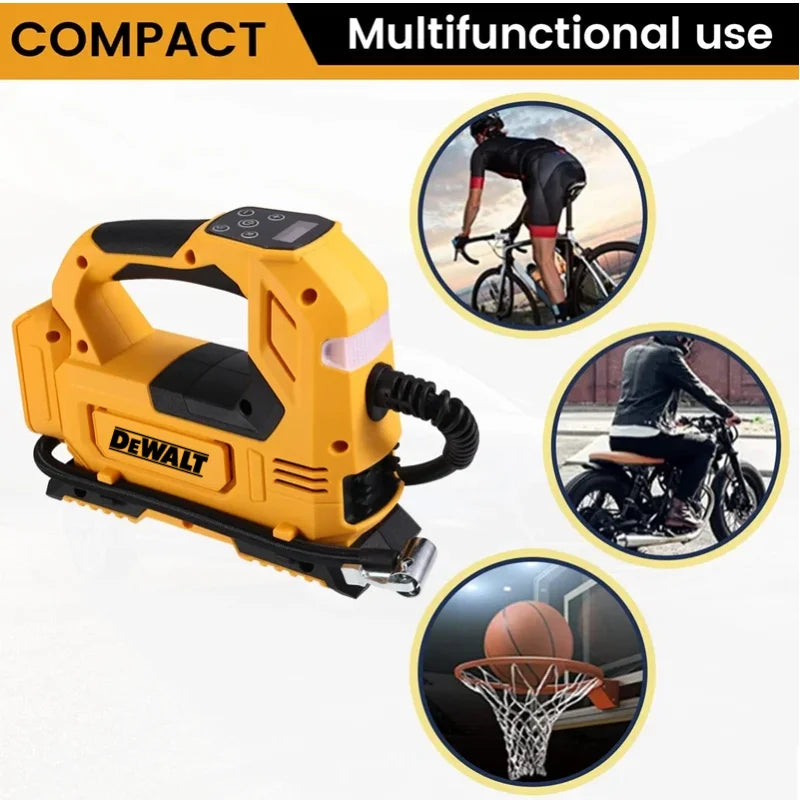 DeWALT 18V 20V Cordless Portable Air Pump Tire Inflator Electric Compressor For Car Motorcycle Bike Rechargeable Power Tool
