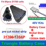 Triangular Battery Box Fits 85pcs 21700 Cells Triangle Case 36V 48V 52V 60V 72V Pre Cut Nickel Strip for DIY EBike Battery Pack