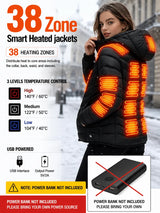 Men's Intelligent Heating Jacket 39 Heating Zones Four Temperature Control Settings Outdoor Cold Resistance Winter Hat Included (Battery Not Included)