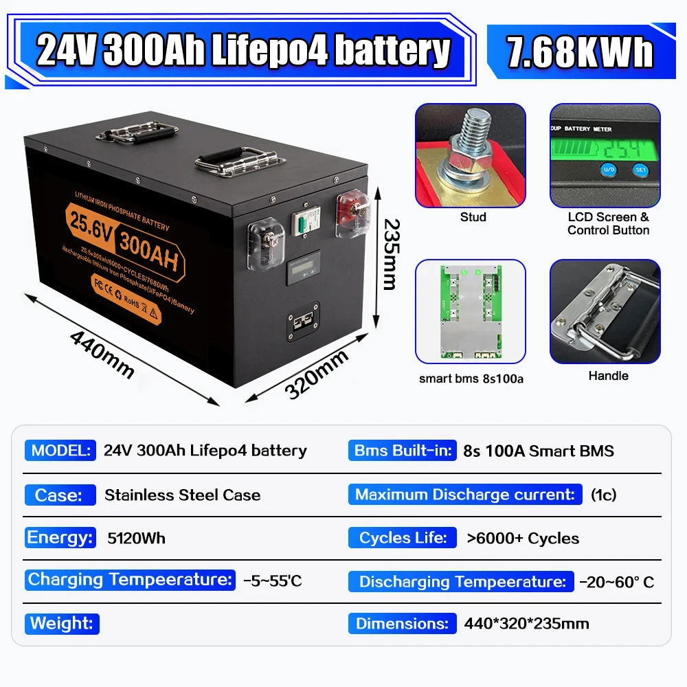Brand New LiFePO4 12V 24V 48v 100ah 200ah 280ah 400Ah LiFePO4 Lithium Battery 100A BMS 6000+ cyclic for Inverter Solar RV No Tax