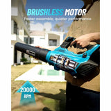 Seesii 40V Brushless Electric Turbo Blower 680CFM Cordless Leaf Blower 20000RPM Dual battery work for Lawn Care Debris Dust