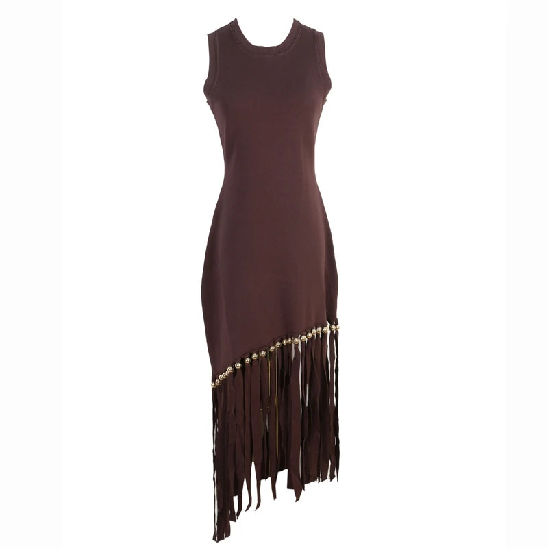 Ele Long Knitted Dr Slim Fit Svel Vintage Tassel Trim Wrap Around Skirt High Waist Silk Tead Lace Summer Dr