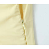 YENKYE Sexy Elegant Women Fishbone Waist Shaping Sling Mini Dress Lace Up Back Fit And Flare Summer Party Dresses Yellow Robe