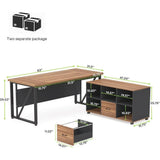 L-Shaped Executive Desk with Storage, 63 and 47, Brown and Black Office Furniture