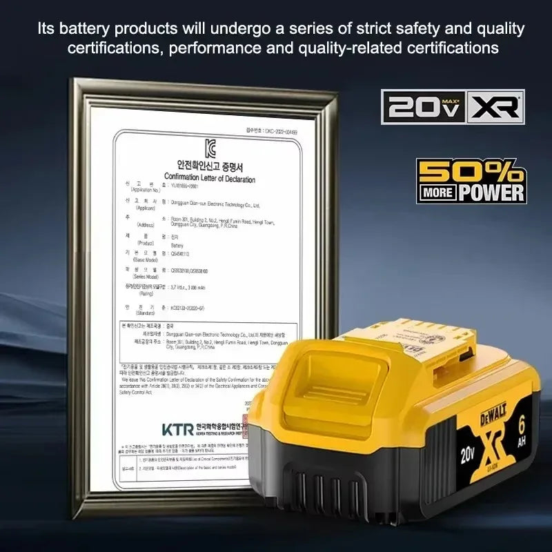 100% Original DeWALT Battery 20V 6000mAh for DCB606 DCB205 DCB206 DCB209 DCB182 Power Tool Fast Delivery by Air Freight