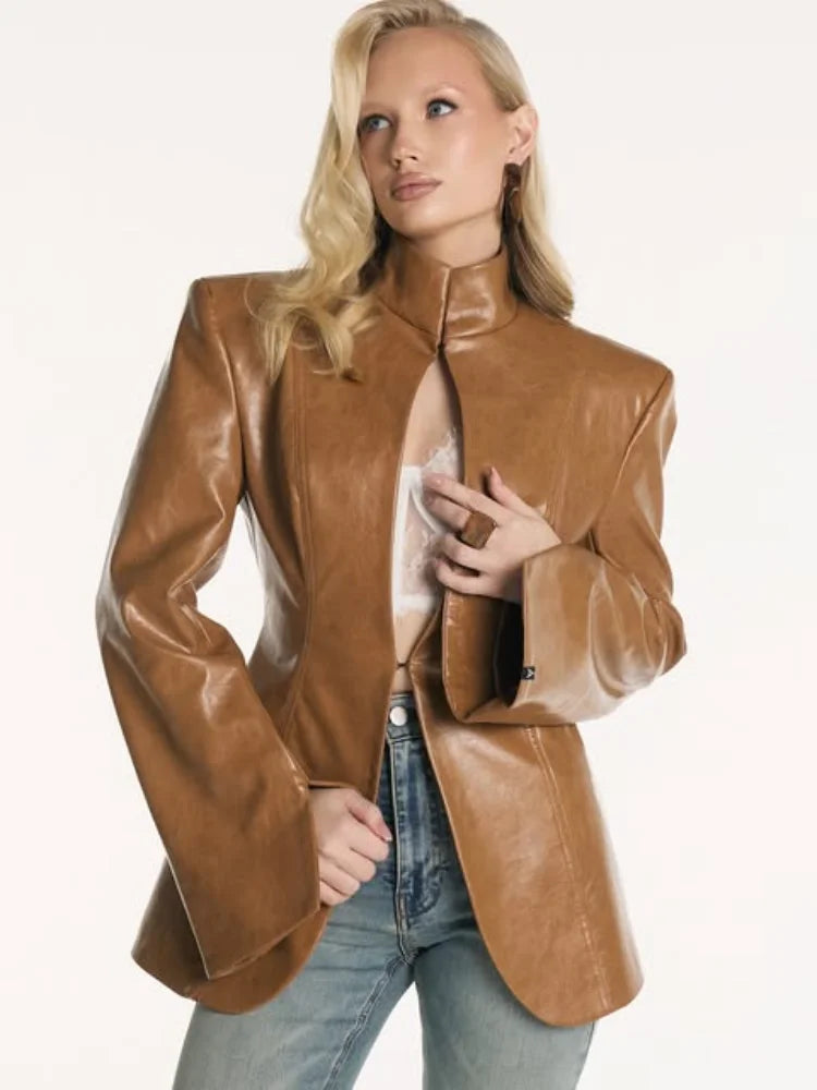 Sexy Solid Hollow Out Blazer Dress Women Chic Full Sleeves Shoulder Pads Slim Short Dresses 2026 Lady Evening Party Vestidos New