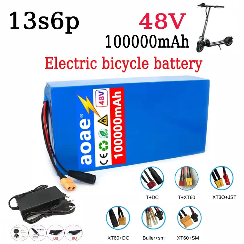 100%18650Original 48V 100Ah 13s6p Lithium Battery Pack 48v1500W Citycoco Motorized Scooter Batteries Built in 30A BMS