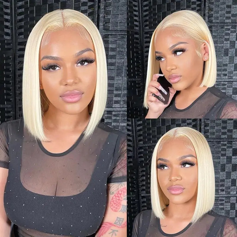 613 Bob Honey Blonde Lace Front Human Hair Wigs For Women Human Hair Remy Brazilian Cheap 13x4 Straight Short Bob Wig 10 14 Inch